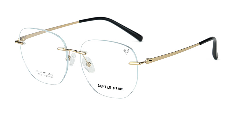 T1509 Rimless Square Round Frame Metal Bridge Special Process Temples Half Titanium Glasses