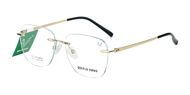 T1510 Rimless Square Frame Metal Central Bridge Half Titanium Glasses Special Process Temples