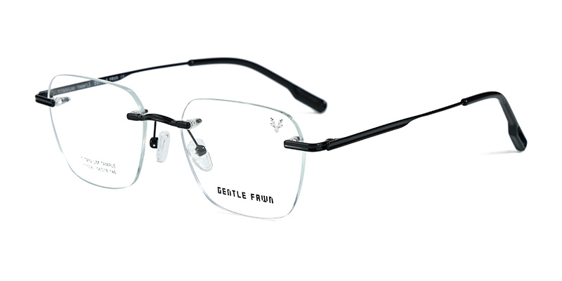 T1506 Rimless Pentagonal Frame Metal Bridge Front Section Concave Half Titanium Eyeglasses