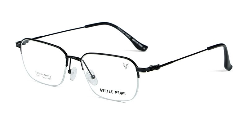 T1551 Metal Half-Rim Square Frame Central Bridge Half Titanium Special Process Eyeglasses