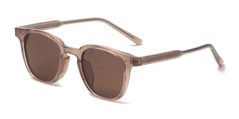 P9078 Simple Small Square Frame Rivets TR90 Polarized Sunglasses with Acetate Temple
