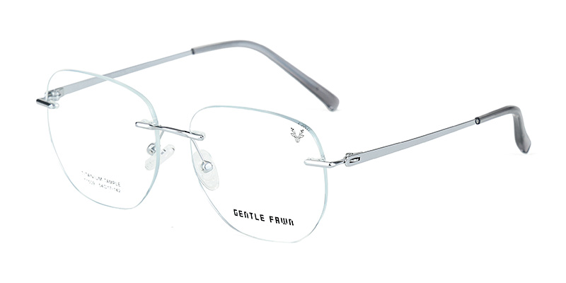 T1509 Rimless Square Round Frame Metal Bridge Special Process Temples Half Titanium Glasses