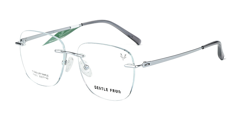 T1510 Rimless Square Frame Metal Central Bridge Half Titanium Glasses Special Process Temples