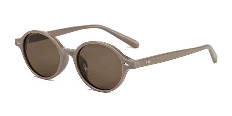 P9141 Retro Round Frames TR90 Acetate Temple Polarized Sunglasses With Textured Decoration