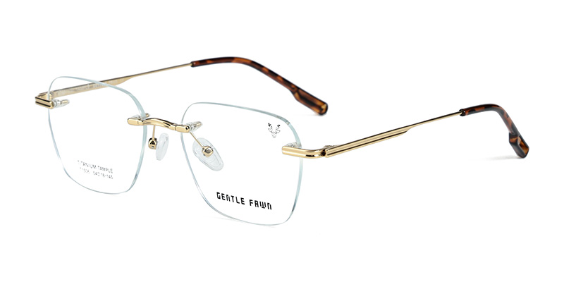 T1506 Rimless Pentagonal Frame Metal Bridge Front Section Concave Half Titanium Eyeglasses