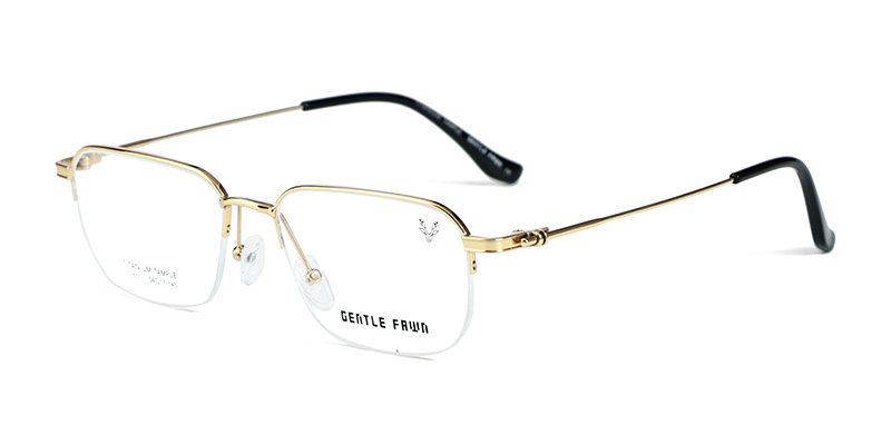 T1551 Metal Half-Rim Square Frame Central Bridge Half Titanium Special Process Eyeglasses