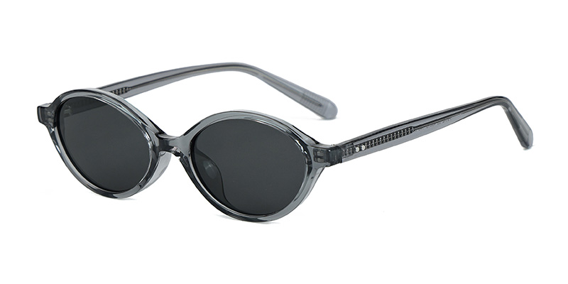 P9142 Retro Nerdy Oval Frames TR90 Polarized Sunglasses With Acetate Temple