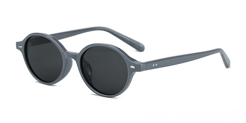 P9141 Retro Round Frames TR90 Acetate Temple Polarized Sunglasses With Textured Decoration