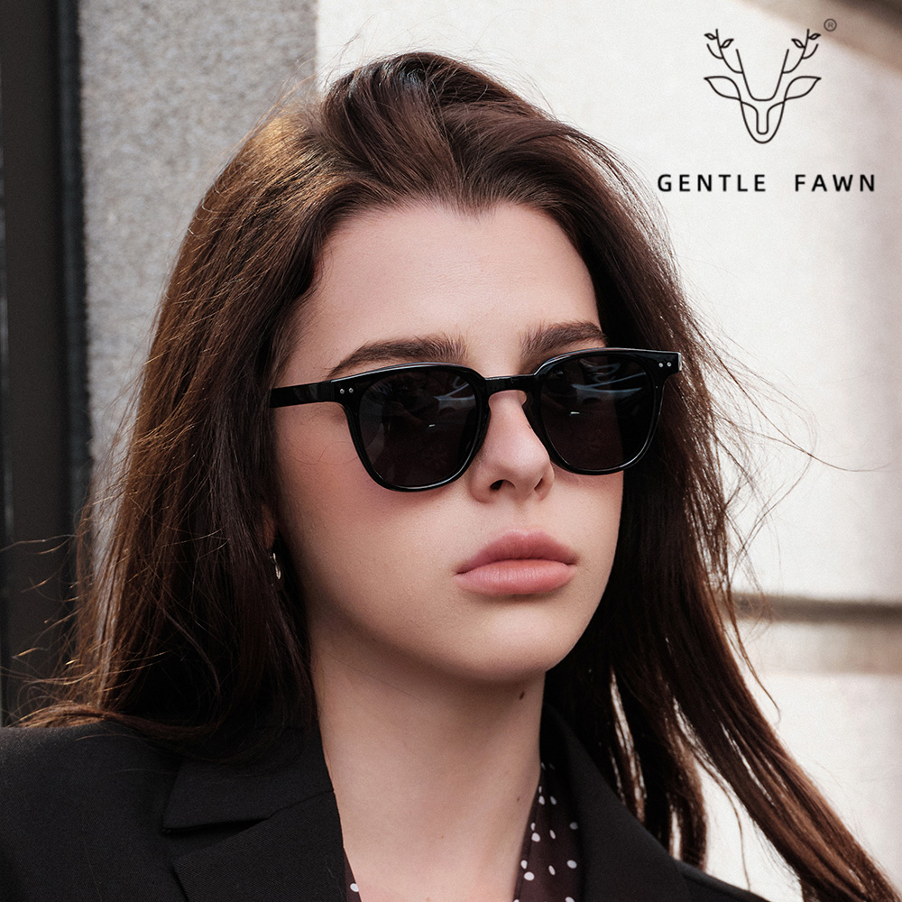 P9078 Simple Small Square Frame Rivets TR90 Polarized Sunglasses with Acetate Temple