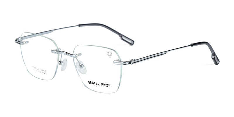 T1506 Rimless Pentagonal Frame Metal Bridge Front Section Concave Half Titanium Eyeglasses