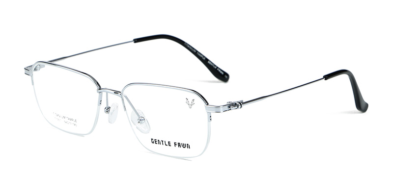 T1551 Metal Half-Rim Square Frame Central Bridge Half Titanium Special Process Eyeglasses