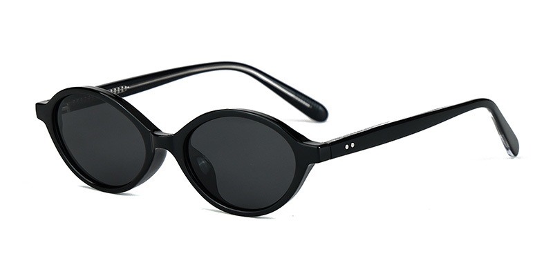 P9142 Retro Nerdy Oval Frames TR90 Polarized Sunglasses With Acetate Temple