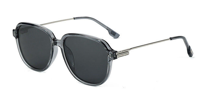 P9133 Simple Square Round Frame TR90 Acetate Temple Polarized Sunglasses With Temple Decoration