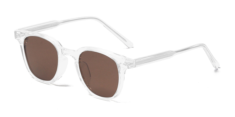 P9078 Simple Small Square Frame Rivets TR90 Polarized Sunglasses with Acetate Temple