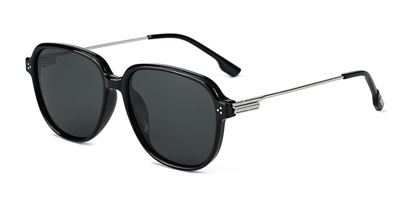 P9133 Simple Square Round Frame TR90 Acetate Temple Polarized Sunglasses With Temple Decoration