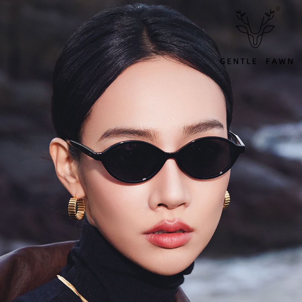 P9142 Retro Nerdy Oval Frames TR90 Polarized Sunglasses With Acetate Temple