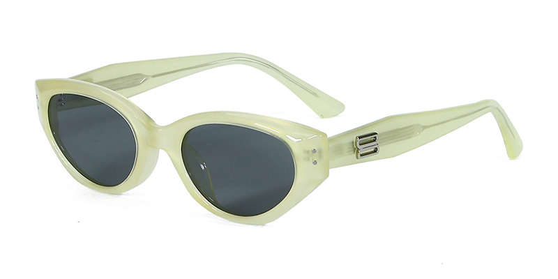58251 Cat-Eye Frames Metal Strip Decoration TR90  Polarized Sunglasses With Acetate Temple
