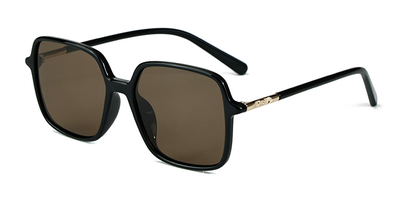 58262 Large Square Metal Decoration TR90 Polarized Sunglasses With Acetate Temple