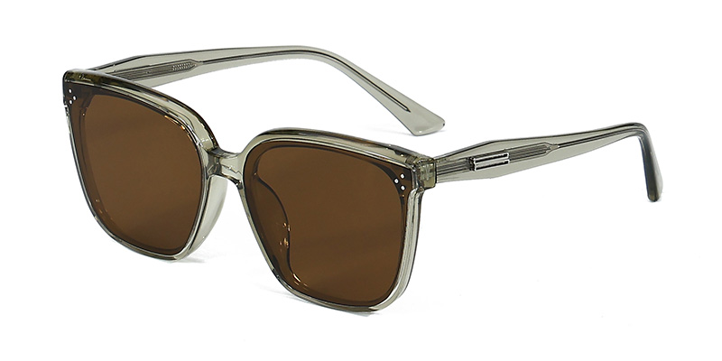 58249 Square Metal Strip Decoration TR90 Polarized  Sunglasses With Acetate Temple