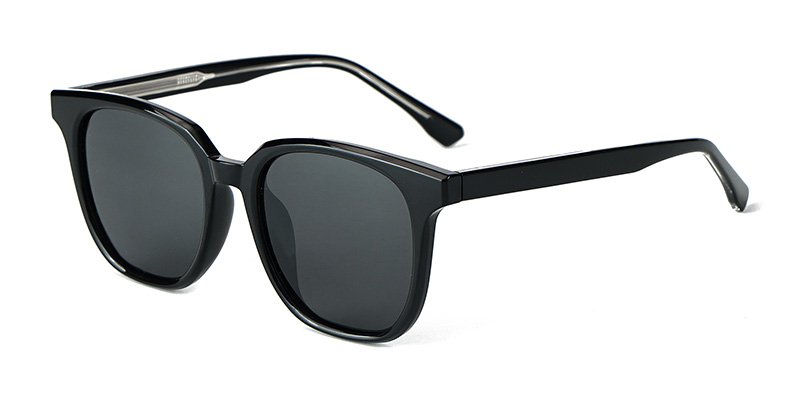 58263 Clean Sophisticated Texture Square Frame TR90 Polarized Sunglasses With Acetate Temple