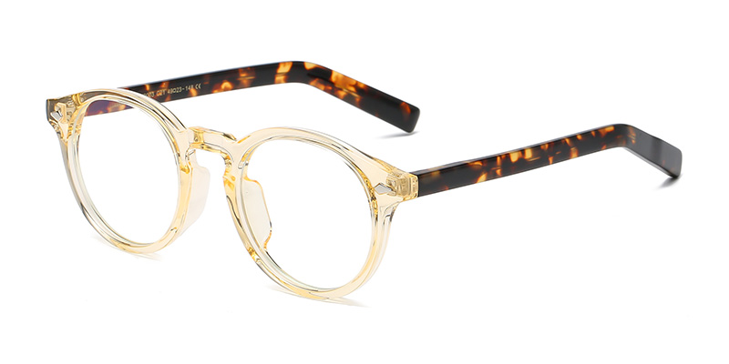K9003 Simple Triangular Large Round Frame TR90 Blue Light Glasses With Acetate Temple