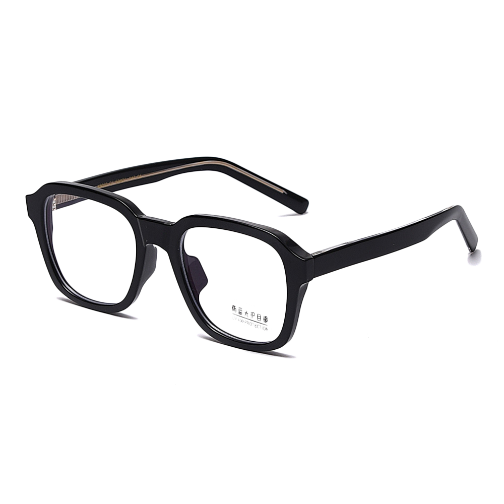 K9025 Large Square Simple Outline Everyday Office Use TR90 Blue Light Glasses With Acetate Temple