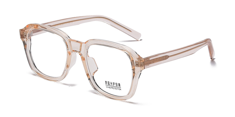 K9025 Large Square Simple Outline Everyday Office Use TR90 Blue Light Glasses With Acetate Temple