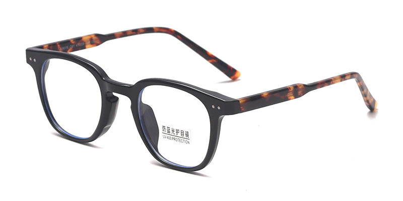 K9078 Stylish Smooth Square-Round Front Frame TR90 Blue Light Glasses With Acetate Temple