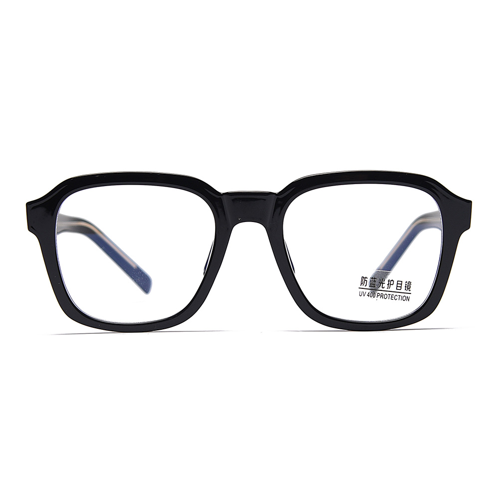 K9025 Large Square Simple Outline Everyday Office Use TR90 Blue Light Glasses With Acetate Temple