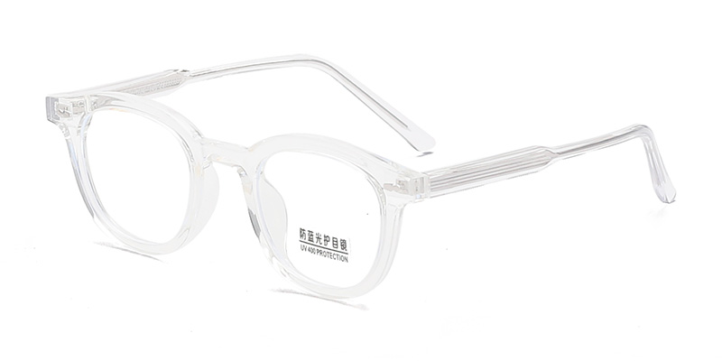K9079 Triangular Small Round Frame Skin-Friendly TR90 Blue Light Glasses With Acetate Temple