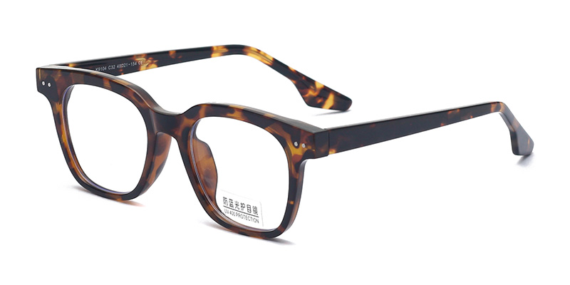 K9104 Rivet Small Square Reverse Shark Fin TR90 Blue Light Glasses With Acetate Temple