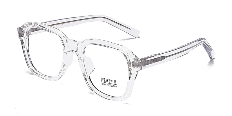 K9025 Large Square Simple Outline Everyday Office Use TR90 Blue Light Glasses With Acetate Temple
