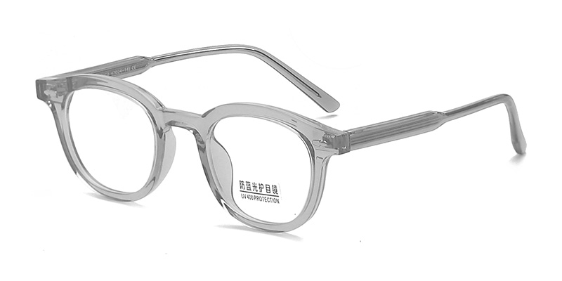 K9079 Triangular Small Round Frame Skin-Friendly TR90 Blue Light Glasses With Acetate Temple