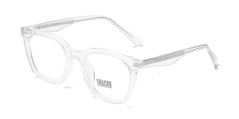 K9074 Lightweight Flexible Won't Press Nose Square Simple TR90 Blue Light Glasses With Acetate Temple