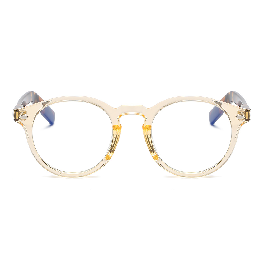 K9003 Simple Triangular Large Round Frame TR90 Blue Light Glasses With Acetate Temple