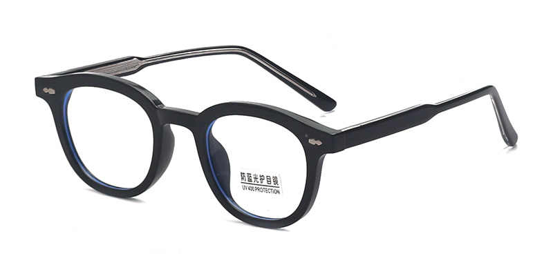 K9079 Triangular Small Round Frame Skin-Friendly TR90 Blue Light Glasses With Acetate Temple