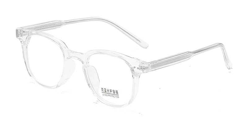 K9078 Stylish Smooth Square-Round Front Frame TR90 Blue Light Glasses With Acetate Temple