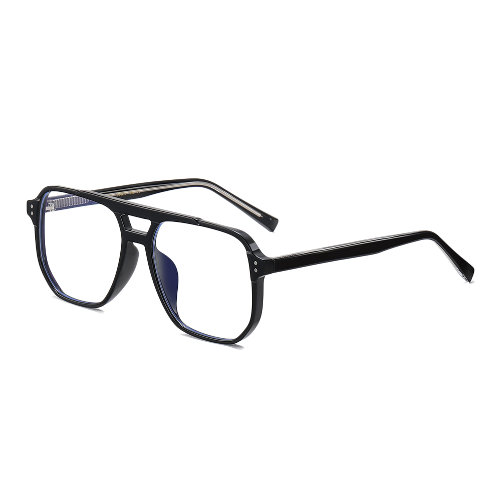 K9024 Double Beam Stylish Simple Square TR90 Blue Light Glasses With Acetate Temple