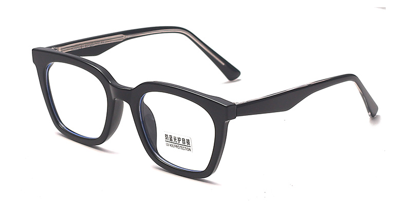 K9074 Lightweight Flexible Won't Press Nose Square Simple TR90 Blue Light Glasses With Acetate Temple