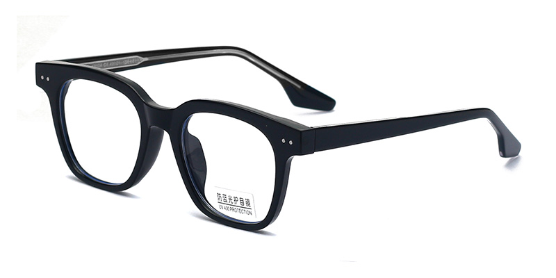 K9104 Rivet Small Square Reverse Shark Fin TR90 Blue Light Glasses With Acetate Temple