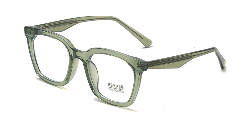K9074 Lightweight Flexible Won't Press Nose Square Simple TR90 Blue Light Glasses With Acetate Temple