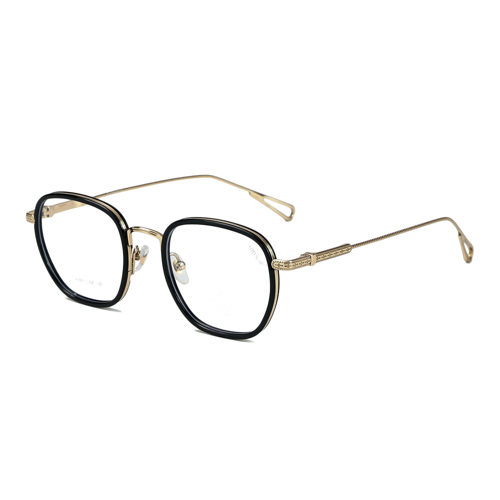 T22012 Fine Textured Decoration Square Metal Blue Light Glasses