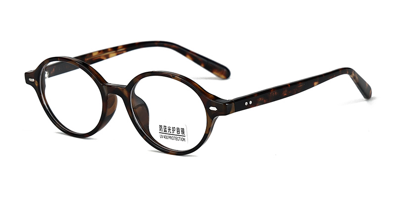 K9141 Retro Small Round Frame With Textured Decoration TR90 Blue Light Glasses With Acetate Temple