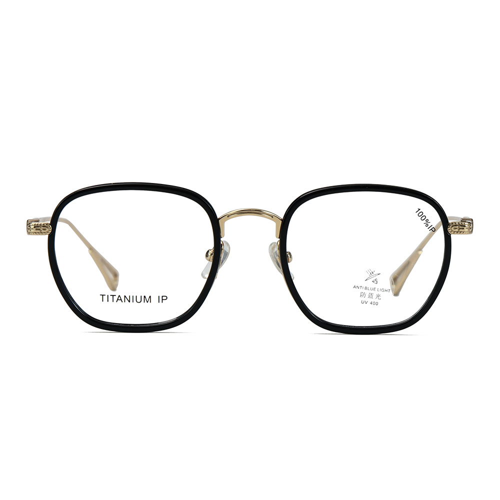 T22012 Fine Textured Decoration Square Metal Blue Light Glasses