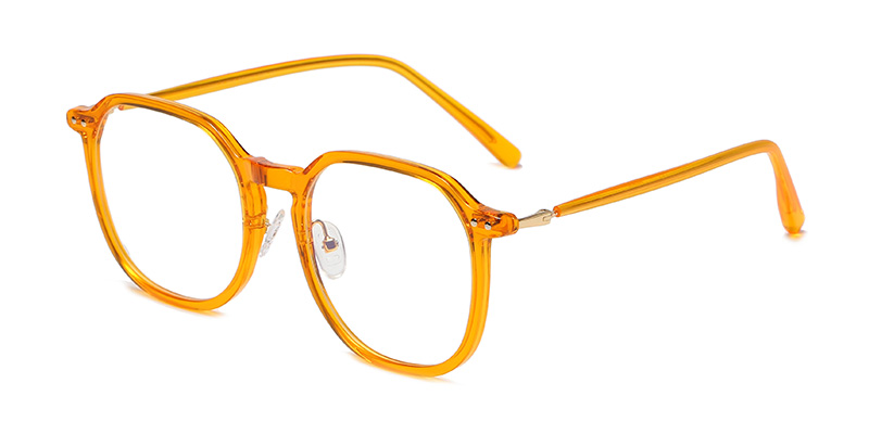 S32057 Square Round Frame Metal Splicing Hinge TR90 Blue Light Glasses With Acetate Temple