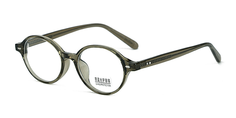 K9141 Retro Small Round Frame With Textured Decoration TR90 Blue Light Glasses With Acetate Temple