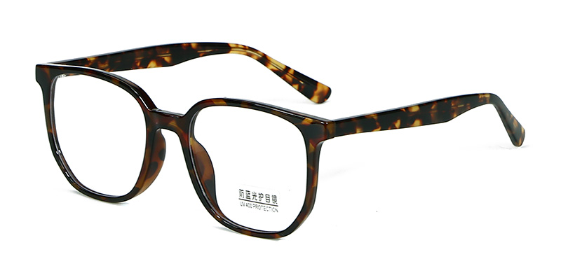 K9127 Simple Square Fit No Nose Pressure TR90 Blue Light Glasses With Acetate Temple