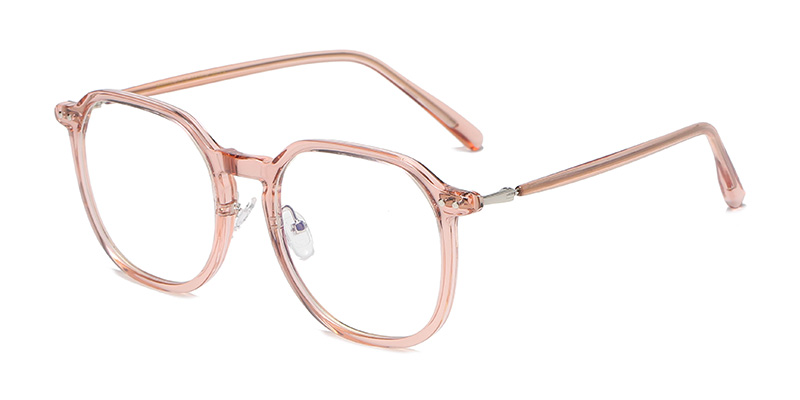 S32057 Square Round Frame Metal Splicing Hinge TR90 Blue Light Glasses With Acetate Temple