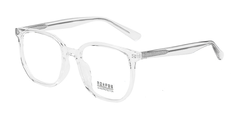K9127 Simple Square Fit No Nose Pressure TR90 Blue Light Glasses With Acetate Temple