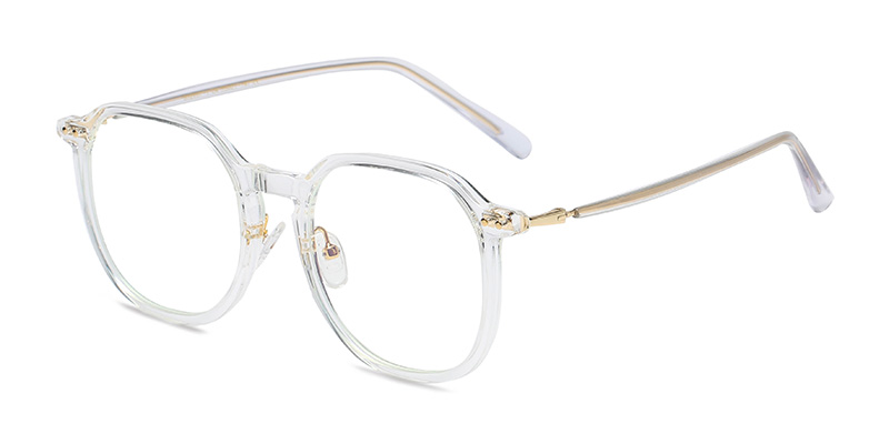 S32057 Square Round Frame Metal Splicing Hinge TR90 Blue Light Glasses With Acetate Temple